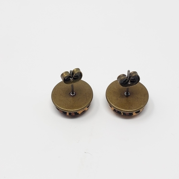 New Handmade | Leopard Button Stud Earrings - Picture 3 of 4